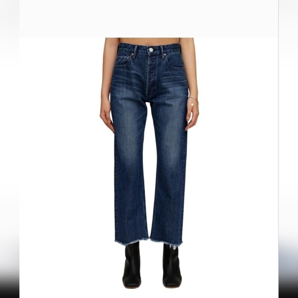 Moussy Vintage MV Capac Wide Straight Cropped high rise Jean 24 blue cotton  nwt - Picture 1 of 16